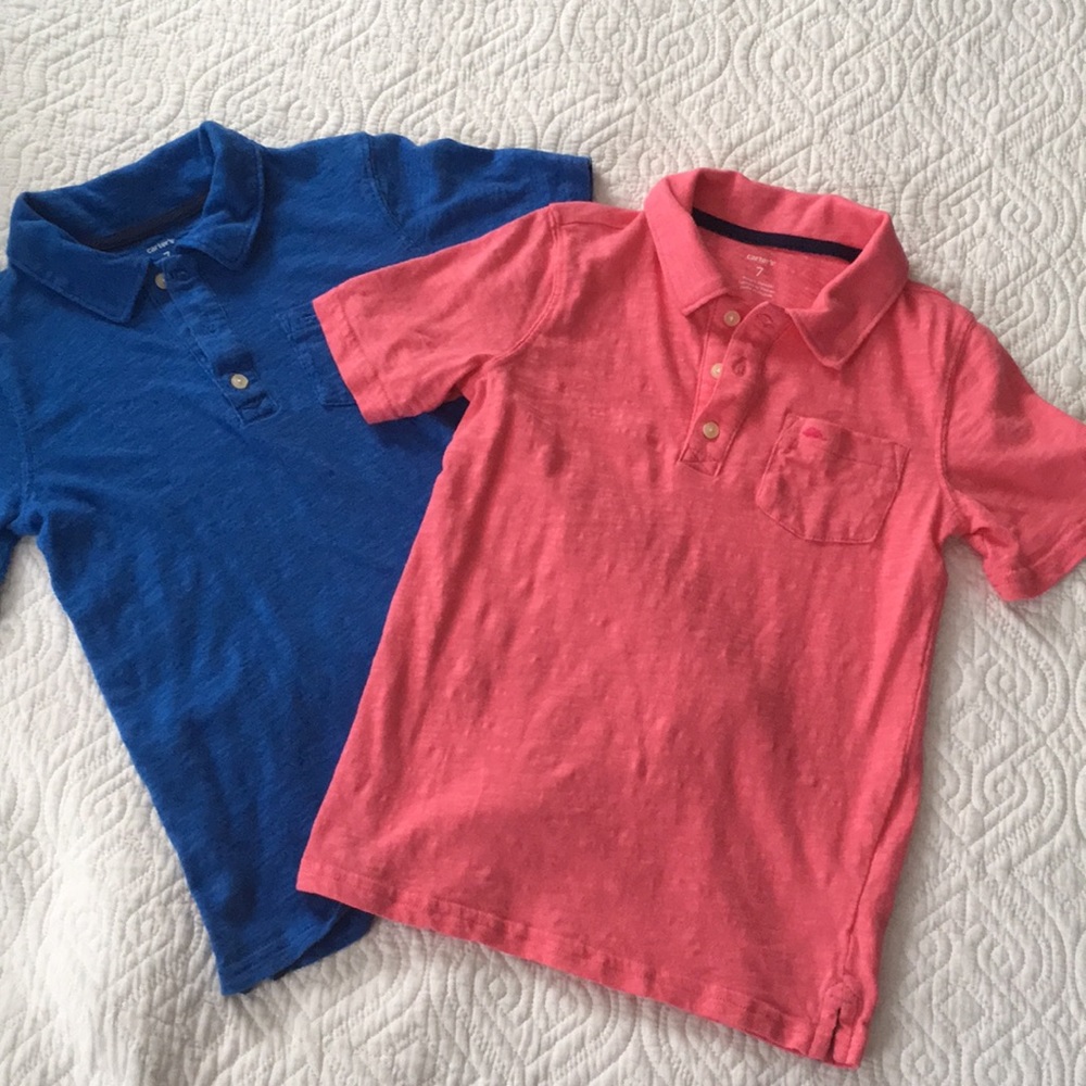 2 Boy’s Polo Shorts, Pink and Royal Blue